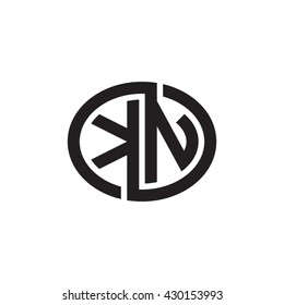 KN initial letters looping linked ellipse monogram logo