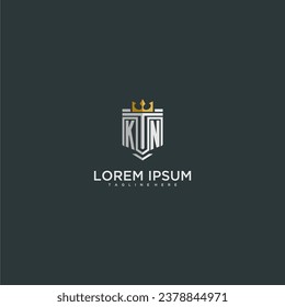 KN initial monogram for crown and shield logo design