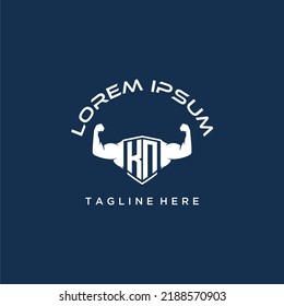 Monograma inicial de KN para equipos o logotipo de gimnasio con diseño de estilo creativo