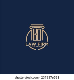 KN initial monogram for law firm with creative circle line