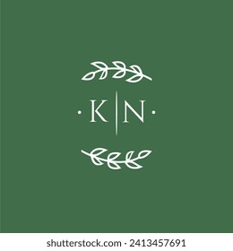 KN initial monogram wedding with creative design