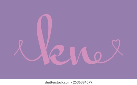 Ilustración vectorial de caligrafía de monograma de boda inicial KN. Dibujado a mano letras k y n amor diseño de logotipo para el cartel del día de San Valentín, tarjeta de felicitación, álbum de fotos, impresión de Anuncio o tatuaje.