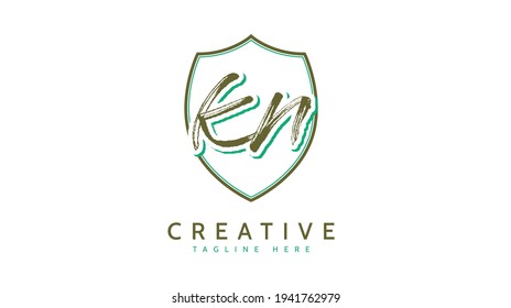 KN Initials, handwriting logo vector