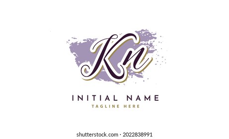 KN Initials, handwriting logo vector