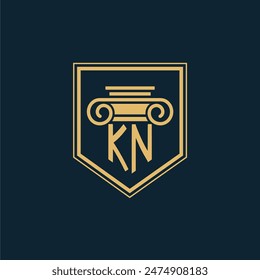 KN Initials Law Firm Logo Lawyer logo with creative law element