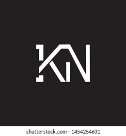 KN intial logo Capital Letters black background