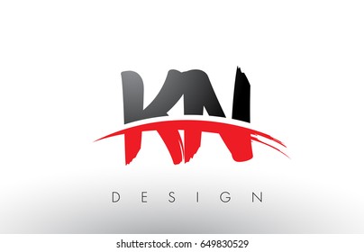 KN K N Brush Logo Letters Design with Red and Black Colors and Brush Letter Concept.