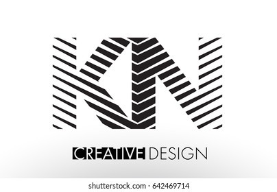 KN K N Lines Letter Design with Creative Elegant Zebra Vector Illustration.