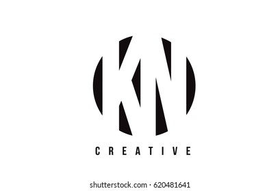 KN K N White Letter Logo Design with Circle Background Vector Illustration Template.