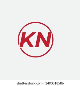 KN letter circle logo design vector