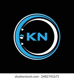 Diseño del logotipo de la letra de KN con una forma de círculo KN Diseño del logotipo. Diseño creativo del logotipo de la letra de KN. Un diseño único.