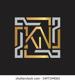 KN Letter logo initial capital monogram with abstract ornament
