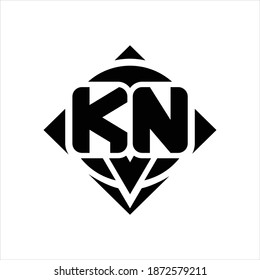 KN Logo monogram with circle shape and square rotate rounded design template on white background