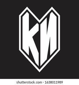 Kn Logo Monogram Emblem Line Style Stock Vector (Royalty Free) 1638011989