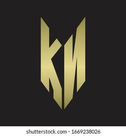 KN Logo monogram with emblem style isolated with gold colors