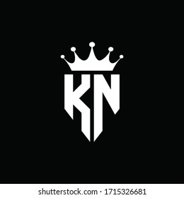 KN logo monogram emblem style with crown shape design template