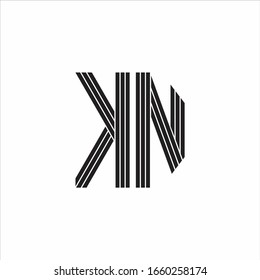 Estilo de esquema monográfico del logotipo KN aislado en fondo blanco
