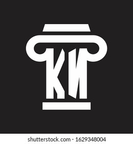 KN Logo monogram with pillar style design template