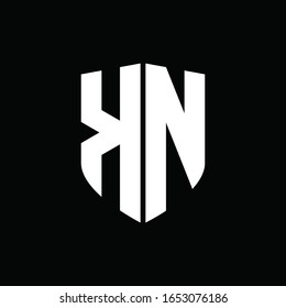 KN logo monogram with shield shape design template