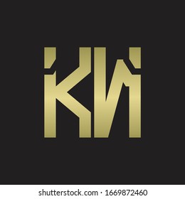 KN Logo with squere shape design template with gold colors