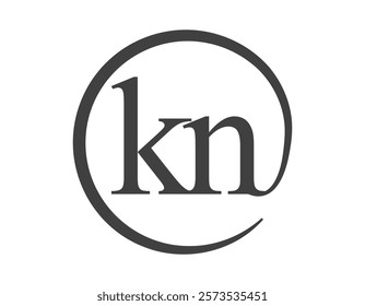 KN logo from two letter with circle shape email sign style. K and N round logotype of business company for brand identity.