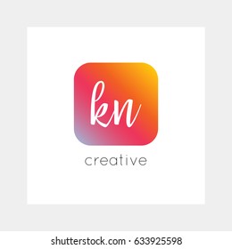 KN logo, vector. Useful as branding, app icon, alphabet combination, clip-art.