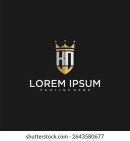 KN carta de luxo monograma para coroa e escudo logotipo design