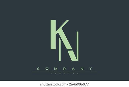 KN Modern Initials Logo Design. Logotipo de marca com iniciais estilizadas apresentando design arrojado e estética moderna. Ideal para profissionais de marca de negócios ou projetos criativos com foco em minimalista