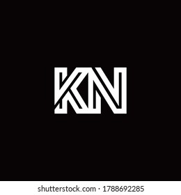 KN monogram logo with abstract line design template