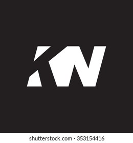 KN negative space letter logo black background