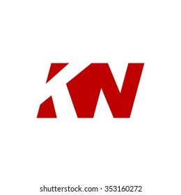 KN negative space letter logo red