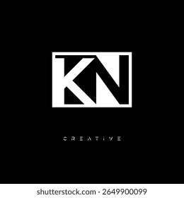 KN Negative Space Monogram – Minimalist Black and White Letter mark Logo for Creative Branding, Fashion Identity and Modern Design Concepts
