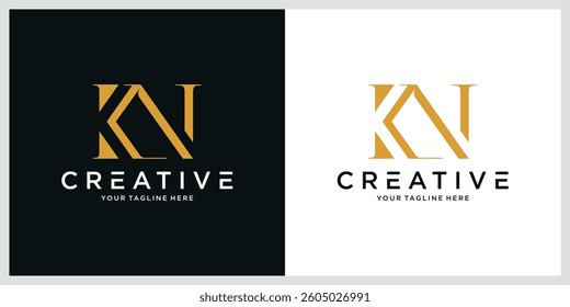 KN or NK initial letter logo design vector