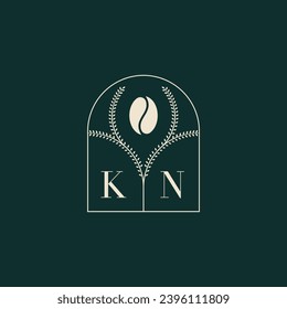 KN Unique and simple logo design combination of letters and coffee bean
