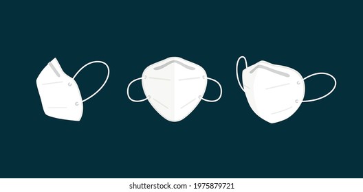 Kn95 flat face mask in different perspectives