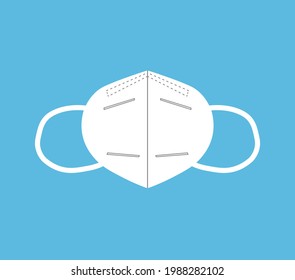 KN95 or N95 FFP2 mask for protection pm 2.5 and corona virus (COVID-19). Anti pollution mask.air face mask, FFP2 N95 mask on blue background vector illustration. Coronavirus mutation.