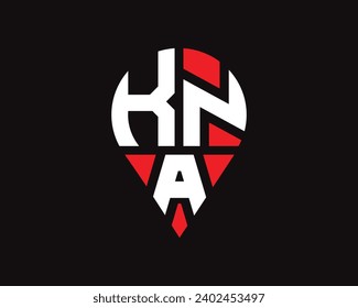 KNA letter location shape logo design