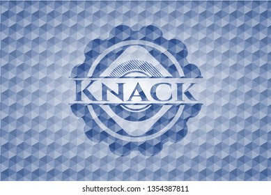 Knack blue polygonal badge.