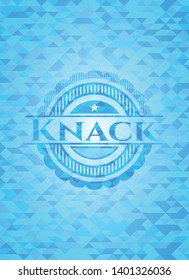 Knack realistic light blue emblem. Mosaic background