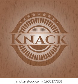 Knack realistic wood emblem. Vector Illustration.