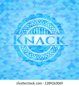 Knack sky blue emblem with mosaic background