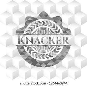 Knacker grey emblem with geometric cube white background