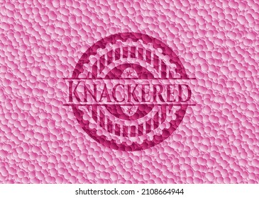 Knackered pink emblem with bubbles background. Vintage. Vector Illustration. Detailed. 