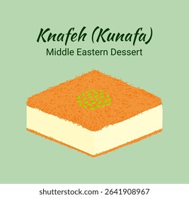 Knafeh or Kunafa Middle Eastern Dessert Flat Design