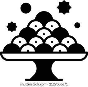 Knafeh or Logaimat Concept, Mix Sweets or Dessert in Tray Vector Icon Design, Ramazan and Eid al-Fitr Symbol, Islamic and Muslims fasting Sign, Arabic holidays celebration stock illustration