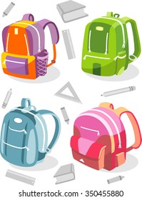 Knapsack Set-Cartoon style backpack and school supplies