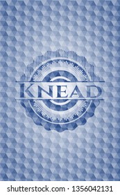 Knead blue emblem with geometric background.