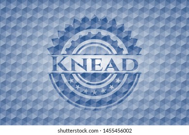 Knead blue emblem with geometric pattern background. Vector Illustration. Detailed.