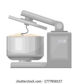 Kneading Dough Equipment as Stage of Bread Production Process Vector Illustration