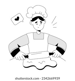 Kneading dough hand drawn illustration 